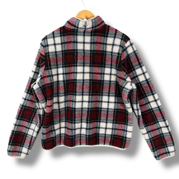 Vineyard Vines Plaid Sherpa Fleece Quarter Zip Super Shep Pullover Size XL - Picture 7 of 13